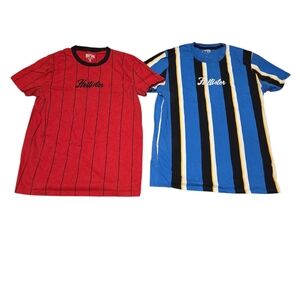 Hollister Mens Red and Blue Striped Tees